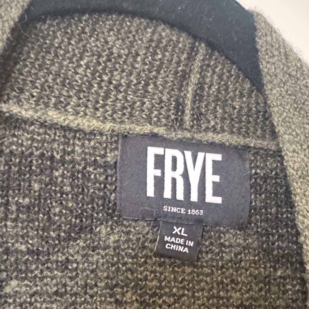 Frye Geometric Patterned Cardigan in Olive and Black - Picture 2 of 6